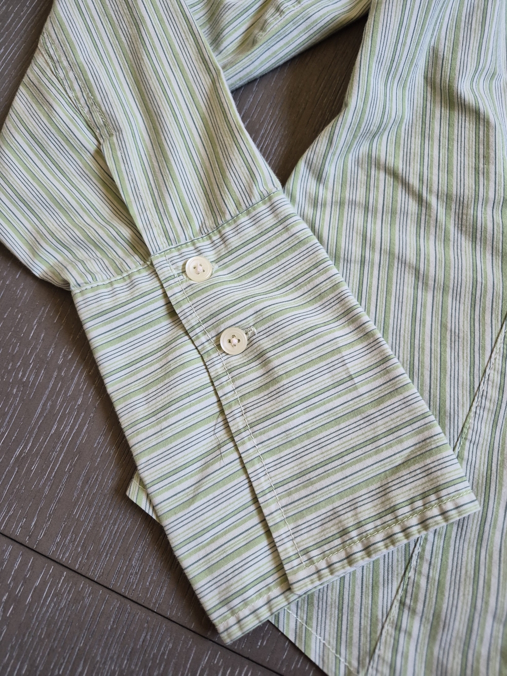 Bass Light Green and White Striped Button-Up Shirt - Picture 4 of 12